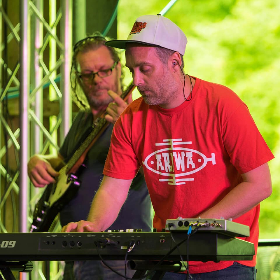 Festival organiser Dave Mountjoy performs with Kingstone